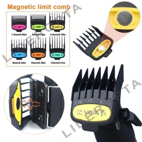 Машинка для стрижки VGR V-196 GOLD з акумулятором, 6 насадками та LED-дисплеєм (47865- V‑889C_1342)