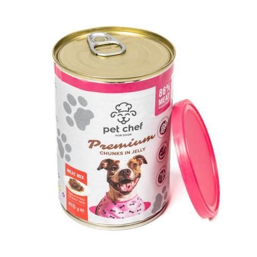 Корм влажный для взрослых собак Pet Chef, кусочки в желе Мясной микс 415 г | Зображення 2