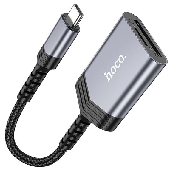 Картридер Hoco UA25 2in1 Type-C Metal gray | Зображення 1