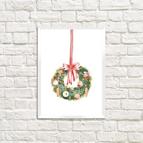 Постер в рамці Рождественский венок 21x30 см (A4)