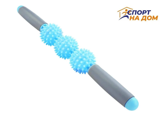 Ролик массажный для йоги массажер для спины валик для фитнеса Massage stick AND 5284  (Шарики 3 шт) | Зображення 7