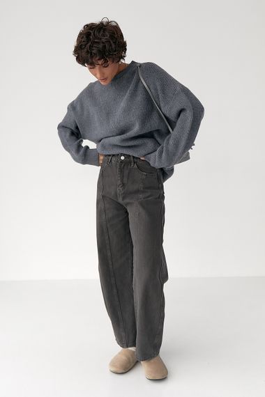 В'язана тепла однотонна кофта - сірий цвет, ONE SIZE (є розміри) | Зображення 2