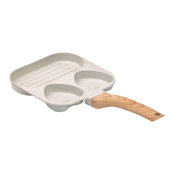 Сковорода квадратна порційна на 3 секції з антипригарним покриттям бежева HP39569W | Зображення 1