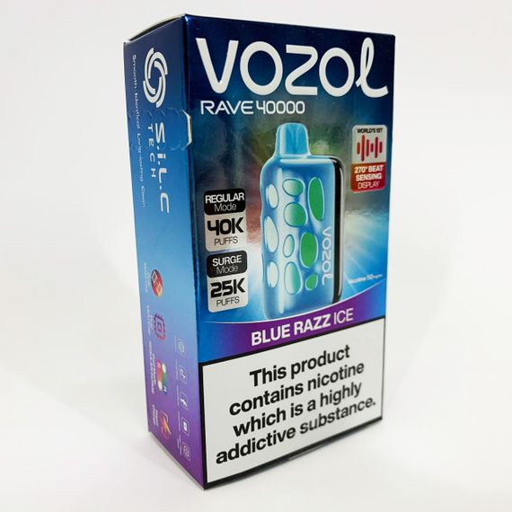 Vozol Rave 40000. Синяя Малина (Blue Razz Ice) | Зображення 1