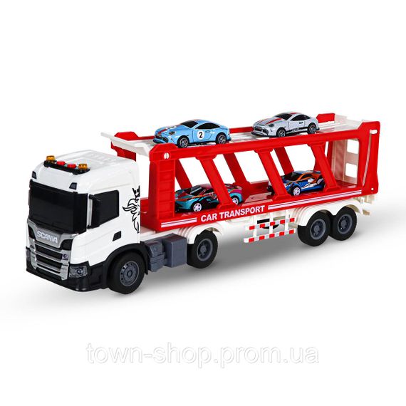 Игровой набор серии Large Truck – Автоперевозчик Scania (4 машины, свет, звук)
