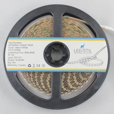 Светодиодная лента LED-STIL 2700K 9,6 Вт/м 2835 120 діодів IP33 12 Вольт 900 lm (DFN2835-120A27-IP33) - Топ | Зображення 3