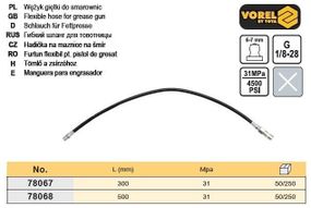 Шланг гнучкий для мастильного шприца l=30 см P=31 МРа VOREL-78067