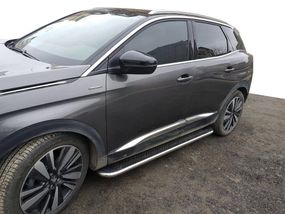 Боковые пороги Maydos V2 (2 шт, алюминий -2024 нерж) для Peugeot 3008 2016-2024 гг