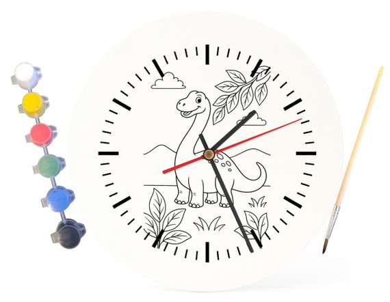 Детский набор для творчества часы раскраска Динозавр Диплодок 30 см (Г0053) | Зображення 3