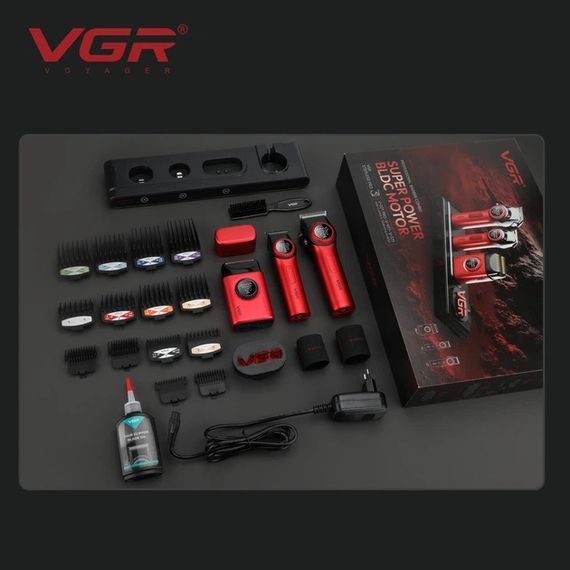 Професійний набір для барберів VGR Stepless Pro 3 in 1 RED | Зображення 2