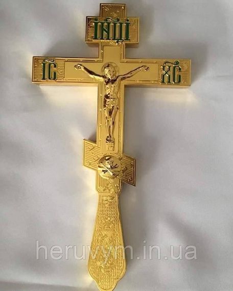 Хрест напрестольний прямий зелена емаль