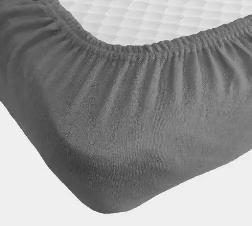 темно-серая Простынь махровая на резинке с наволочками Anisa (220х240+30 см) | Зображення 1