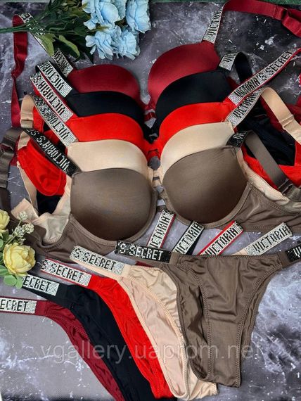 Комплект женского нижнего белья Victoria`s Secret женские трусики и бюстгальтер - Красный 85B | Зображення 2