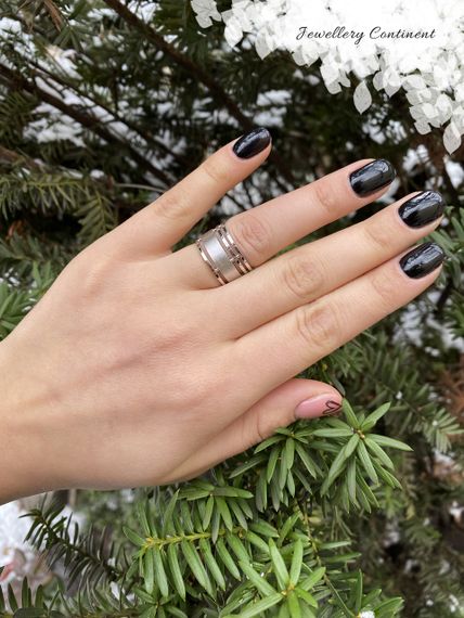 Широкое кольцо из белого золота с матовой поверхностью 20 | Зображення 2