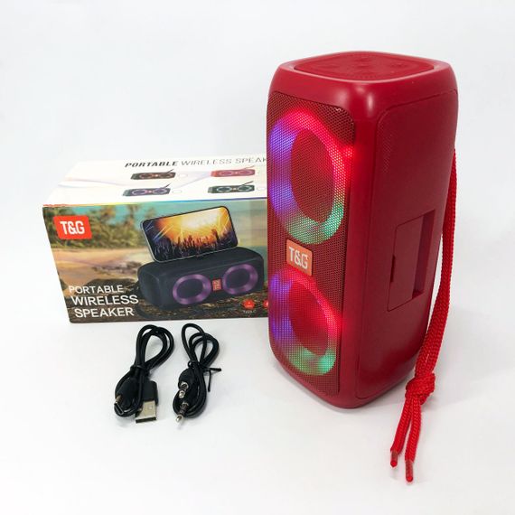 Портативная колонка TG333 2x5W с RGB подсветкой, беспроводная колонка портативная мощная. Цвет: красный | Зображення 8