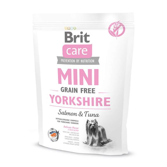 Корм Brit Care Mini Grain Free Yorkshire сухой беззерновой на основе мяса лосося и тунца для собак породы йоркширский терьер 0.4 кг