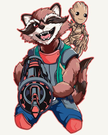 Картина за номерами "Грут та Ракета" Art Craft 16004-AC 40х50 см