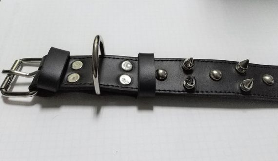 Кожаный ошейник "Lockdog" с шипами и заклепками черный | Зображення 3
