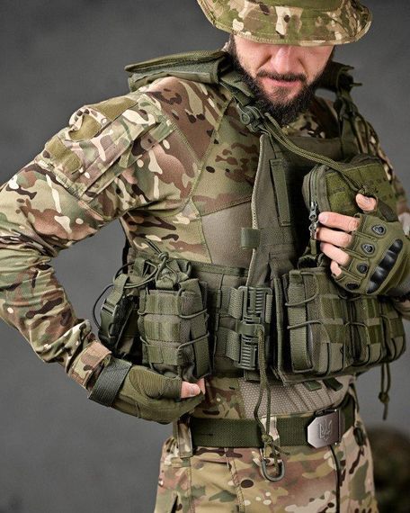 Плитоноска SINGLE SWORD олива 4 точки швидкого скидання | Зображення 2