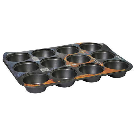 Форма для выпечки мафинов GUSTO GT-3135 на 12 ячеек 35×27×3 см антипригарная форма для кексов Черный | Зображення 1