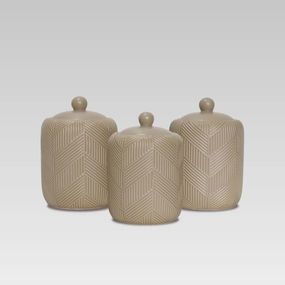 Набор керамических емкостей Maestro MR-20004-03CS Geometry Beige для чая, кофе, сахара, 3 шт