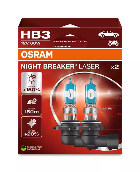 Лампа OSRAM HB3 60W 12V P20D NIGHT BREAKER LASER +150% 9005NL-2HB