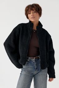 Жіночий кардиган із хутра Тедді на блискавці - чорний цвет, M (є розміри)