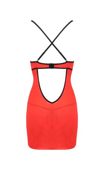 Сукня червона з чорною обробкою та трусики стрінги FEMMINA CHEMISE S/M - Passion | Зображення 3