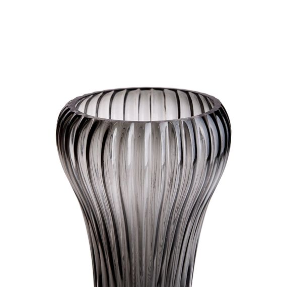 Стеклянная ваза для цветов, декоративная фигурная, серая, 27,5 см HP-1719 | Зображення 1