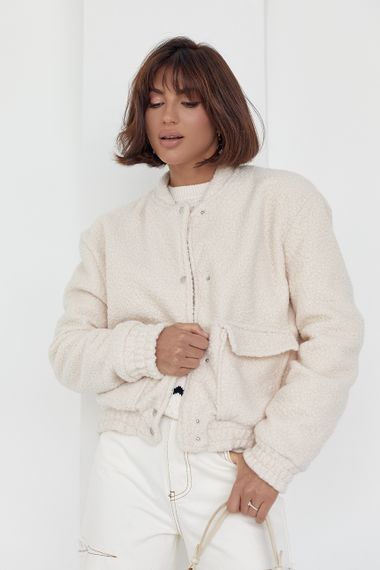 Женская куртка из букле на кнопках - кремовый цвет, M (есть размеры) | Зображення 6