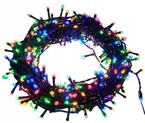 Гирлянда нитка 300LED warm 100-10 LED флеш на черном проводе ∙ Провод гирлянда шарики 300 LED
