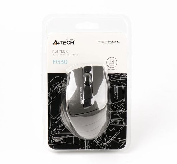 Миша бездротова A4Tech Fstyler FG30 (Grey),  USB, колір чорний+сірий | Зображення 5