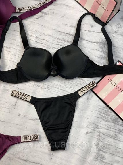 Комплект жіночої спідньої білизни Victoria's Secret Вікторія Сікрет. Чорна спідня білизна Victoria's Secret 85D | Зображення 1
