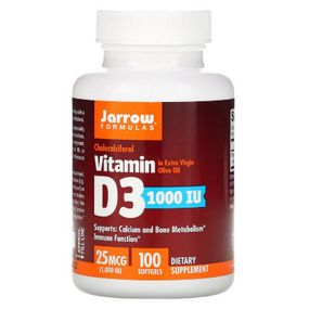 Витамин Jarrow Formulas Витамин D3 (Холекальциферол), 1000 МЕ, 100 гелевых капсул (JRW-30003)