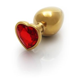 Металева анальна пробка Heart Gem, розмір M колір: золотистий/червоний Ouch! (Нідерланди)