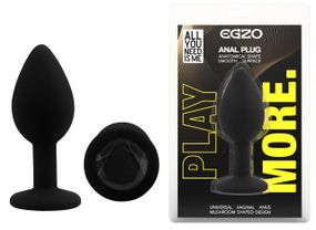 Силіконова анальна пробка EGZO - Silicone Black Round Plug Black, size S Sex Aura