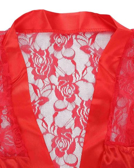 Жіночий еротичний короткий халат з поясом та стрінгами We Love M Червоний | Зображення 5