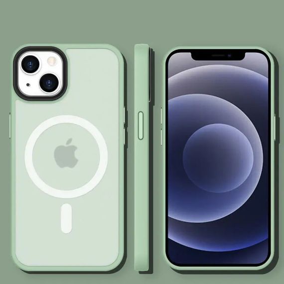 TPU+PC чохол Metal Buttons with MagSafe Colorful для Apple iPhone 14 (6.1") | Зображення 1