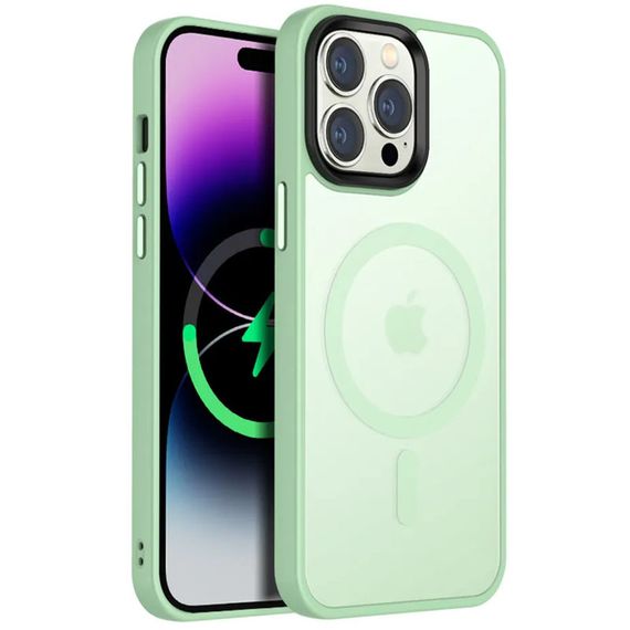 TPU+PC чохол Metal Buttons with MagSafe Colorful для Apple iPhone 13 Pro (6.1") М'ятний / Matcha Green