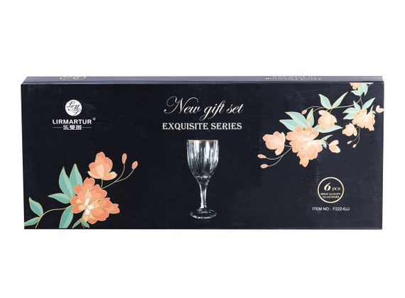 Набір келихів для шампанського 6 шт по 250 мл із золотою облямівкою HP549 | Зображення 2