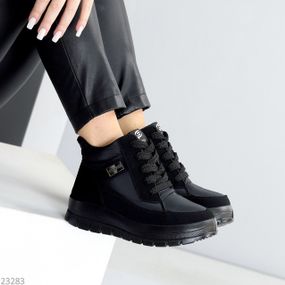 Легкі зручні теплі чорні черевики дутики на кожен день 37
