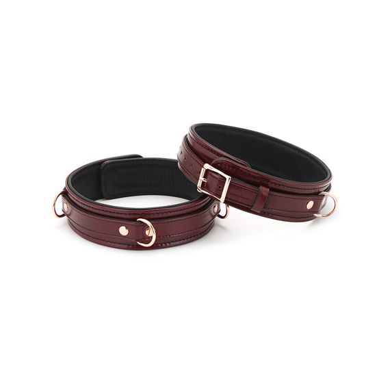 Фіксатори для стегон Liebe Seele Wine Red Thigh Cuffs S Size, натуральна шкіра