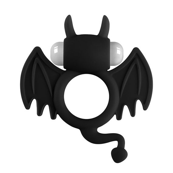 Эрекционное кольцо BATMAN с вибростимуляцией клитора, чёрный силикон | Зображення 1
