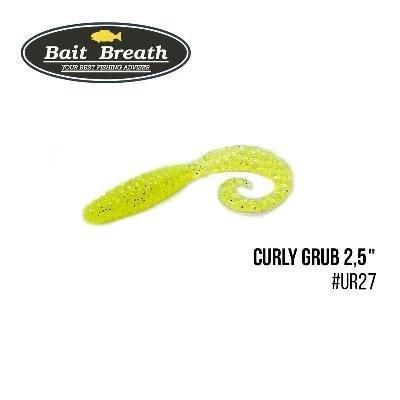Силіконова приманка, Їстівний силікон Bait Breath Curly Grub 2,5" (12шт) (Ur27 Ｃhartreuse/silver)