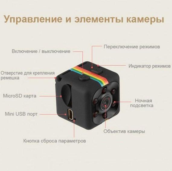 Экшн-камера ночного видения SQ11 HD 1080 mini-камера с ночной подсветкой, Поддержка до 32 Гб. | Зображення 3