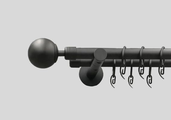 Чорний матовий Карниз для штор металевий, дворядний 19 мм (комплект) Калісто кронштейн циліндр 300 см.