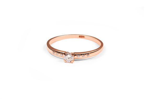 Кольцо из красного золота с фианитами 14 K-0386 | Зображення 3