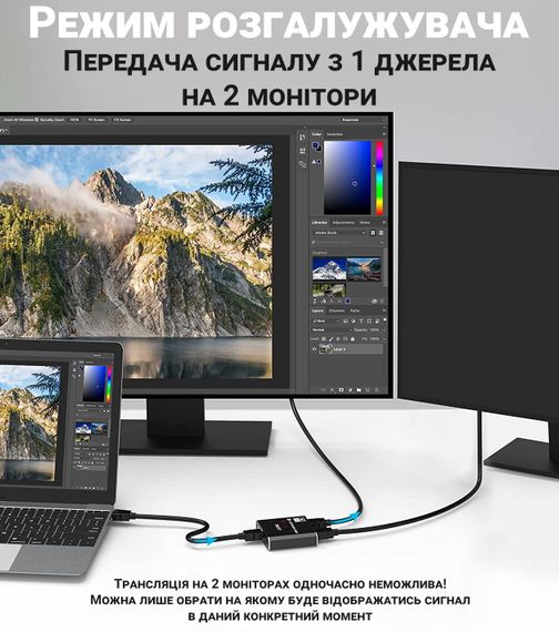 DisplayPort світч двонаправлений Addap DPS-01 | активний розгалужувач + комутатор для відео та аудіо потоку, 8K/30Hz | Зображення 6