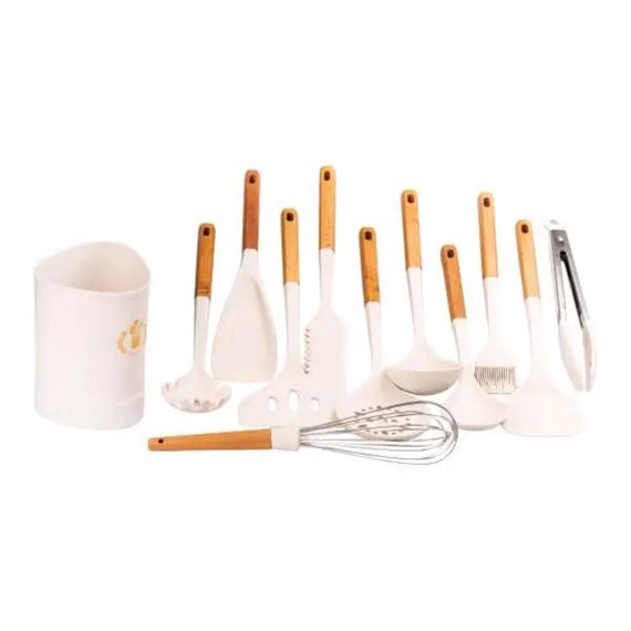 Набір кухонного приладдя на підставці 12 штук з дерев'яною ручкою YRUR9 | Зображення 2