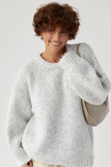 Вільна мохерова кофта - світло-сірий цвет, ONE SIZE (є розміри) | Зображення 4